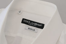 Load image into Gallery viewer, Dolce &amp; Gabbana White Cotton Slim Fit Formal Dress GOLD Shirt
