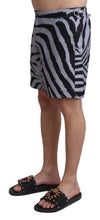 Load image into Gallery viewer, Dolce &amp; Gabbana Elegant Gray Zebra Print Swim Trunks
