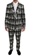 Load image into Gallery viewer, Dolce &amp; Gabbana Chic Black Pineapple Print Wool Suit
