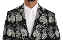 Load image into Gallery viewer, Dolce &amp; Gabbana Chic Black Pineapple Print Wool Suit
