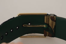 Load image into Gallery viewer, Dolce &amp; Gabbana Elegant Green Leather Belt with Logo Buckle
