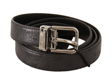 Load image into Gallery viewer, Dolce &amp; Gabbana Elegant Black Leather Belt with Silver Buckle
