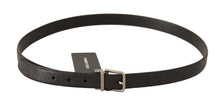 Load image into Gallery viewer, Dolce &amp; Gabbana Elegant Black Leather Belt with Silver Buckle
