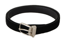 Load image into Gallery viewer, Dolce &amp; Gabbana Elegant Velvet Black Belt with Logo Buckle
