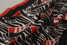 Load image into Gallery viewer, Dolce &amp; Gabbana Black Red Sailboat Square Handkerchief Silk Scarf
