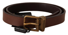 Load image into Gallery viewer, Dolce &amp; Gabbana Elegant Brown Leather Belt with Gold Buckle
