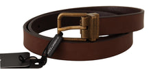 Load image into Gallery viewer, Dolce &amp; Gabbana Elegant Brown Leather Belt with Gold Buckle
