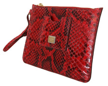 Load image into Gallery viewer, Dolce &amp; Gabbana Elegant Red Leather Ayers Snake Clutch
