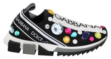 Load image into Gallery viewer, Dolce &amp; Gabbana Black Crystal-Embellished Low Top Sneakers
