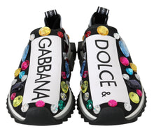 Load image into Gallery viewer, Dolce &amp; Gabbana Black Crystal-Embellished Low Top Sneakers
