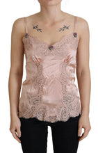 Load image into Gallery viewer, Dolce &amp; Gabbana Pink Satin Lace Roses Tank Top Lingerie
