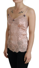 Load image into Gallery viewer, Dolce &amp; Gabbana Pink Satin Lace Roses Tank Top Lingerie
