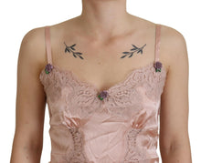 Load image into Gallery viewer, Dolce &amp; Gabbana Pink Satin Lace Roses Tank Top Lingerie
