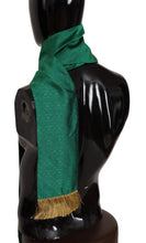 Load image into Gallery viewer, Dolce &amp; Gabbana Green Crown Embroidered Shawl Fringe Blend Silk

