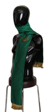 Load image into Gallery viewer, Dolce &amp; Gabbana Green Crown Embroidered Shawl Fringe Blend Silk
