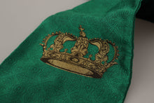 Load image into Gallery viewer, Dolce &amp; Gabbana Green Crown Embroidered Shawl Fringe Blend Silk
