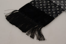 Load image into Gallery viewer, Dolce &amp; Gabbana Black Geometric Patterned Shawl Wrap Fringe Scarf

