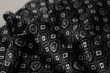 Load image into Gallery viewer, Dolce &amp; Gabbana Black Geometric Patterned Shawl Wrap Fringe Scarf

