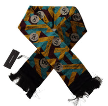 Load image into Gallery viewer, Dolce &amp; Gabbana Multicolor DG Logo Print Shawl Wrap Fringe Scarf

