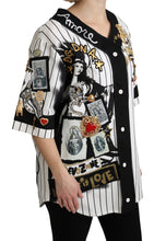 Load image into Gallery viewer, Dolce &amp; Gabbana Elegant Striped V-Neck Charm Blouse
