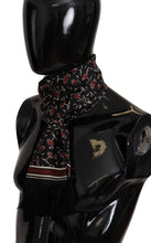 Load image into Gallery viewer, Dolce &amp; Gabbana Black Red Umbrellas Patterned Shawl Fringe Scarf
