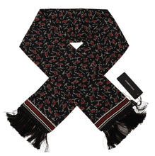 Load image into Gallery viewer, Dolce &amp; Gabbana Black Red Umbrellas Patterned Shawl Fringe Scarf
