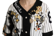 Load image into Gallery viewer, Dolce &amp; Gabbana Elegant Striped V-Neck Charm Blouse
