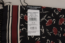 Load image into Gallery viewer, Dolce &amp; Gabbana Black Red Umbrellas Patterned Shawl Fringe Scarf
