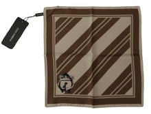 Load image into Gallery viewer, Dolce &amp; Gabbana Brown Stripes DG Logo Square Mens Handkerchief Scarf
