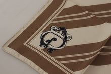 Load image into Gallery viewer, Dolce &amp; Gabbana Brown Stripes DG Logo Square Mens Handkerchief Scarf

