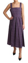 Load image into Gallery viewer, Dolce &amp; Gabbana Elegant Sleeveless A-Line Purple Stripe Dress
