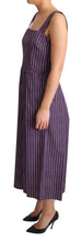 Load image into Gallery viewer, Dolce &amp; Gabbana Elegant Sleeveless A-Line Purple Stripe Dress
