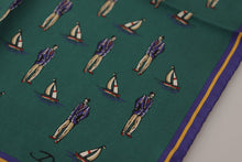 Load image into Gallery viewer, Dolce &amp; Gabbana Green Printed DG Logo Mens Square Handkerchief Scarf
