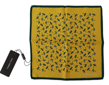 Load image into Gallery viewer, Dolce &amp; Gabbana Yellow Printed DG Logo Square Mens Handkerchief Scarf
