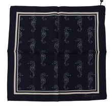 Load image into Gallery viewer, Dolce &amp; Gabbana Blue Seahorse DG Printed Square Handkerchief Scarf
