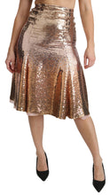 Load image into Gallery viewer, Dolce &amp; Gabbana Gold Sequined High Waist Skirt
