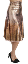 Load image into Gallery viewer, Dolce &amp; Gabbana Gold Sequined High Waist Skirt
