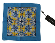 Load image into Gallery viewer, Dolce &amp; Gabbana Elegant Majolica Blue Silk Men&#39;s Scarf
