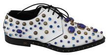 Load image into Gallery viewer, Dolce &amp; Gabbana Elegant White Leather Dress Shoes With Crystals
