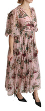 Load image into Gallery viewer, Dolce &amp; Gabbana Elegant Pink Bengal Cat Print A-Line Maxi Dress
