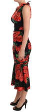 Load image into Gallery viewer, Dolce &amp; Gabbana Black Shiny Silk Floral Print Draped Dress
