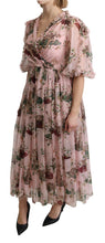 Load image into Gallery viewer, Dolce &amp; Gabbana Elegant Pink Bengal Cat Print A-Line Maxi Dress
