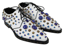 Load image into Gallery viewer, Dolce &amp; Gabbana Elegant White Leather Dress Shoes With Crystals
