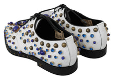 Load image into Gallery viewer, Dolce &amp; Gabbana Elegant White Leather Dress Shoes With Crystals
