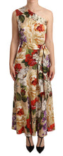 Load image into Gallery viewer, Dolce &amp; Gabbana Beige One Shoulder Floral Mid Length Dress
