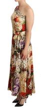 Load image into Gallery viewer, Dolce &amp; Gabbana Beige One Shoulder Floral Mid Length Dress
