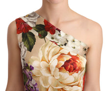 Load image into Gallery viewer, Dolce &amp; Gabbana Beige One Shoulder Floral Mid Length Dress
