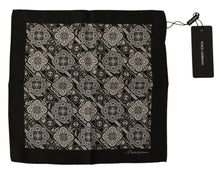 Load image into Gallery viewer, Dolce &amp; Gabbana Black Patterned DG Printed Square Handkerchief Scarf
