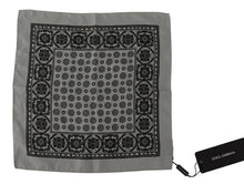 Load image into Gallery viewer, Dolce &amp; Gabbana Grey Patterned Square Mens Handkerchief Silk Scarf
