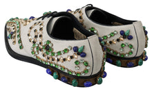 Load image into Gallery viewer, Dolce &amp; Gabbana Elegant White Suede Dress Flats with Crystals
